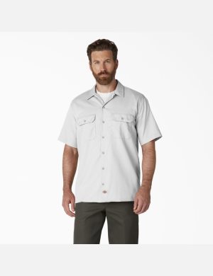 Camisas De Trabajo Dickies Corta Sleeve Hombre Blancas | 0789435-DY