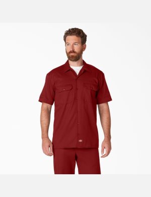 Camisas De Trabajo Dickies Corta Sleeve Hombre Rojas | 1974053-EH