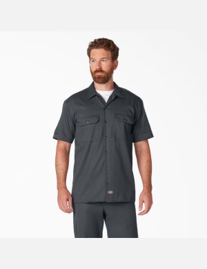 Camisas De Trabajo Dickies Corta Sleeve Hombre Gris | 7029814-OK