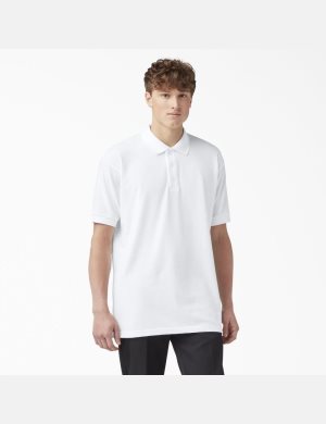 Camisas Dickies Adult Size Pique Corta Sleeve Polo Hombre Blancas | 5809142-TG