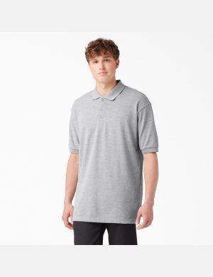 Camisas Dickies Adult Size Pique Corta Sleeve Polo Hombre Gris | 5940836-RD