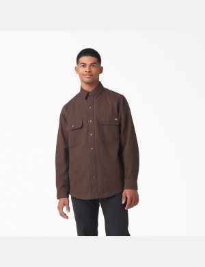 Camisas Dickies Duck Flannel-Forro Hombre Chocolate Marrones | 6357280-FN