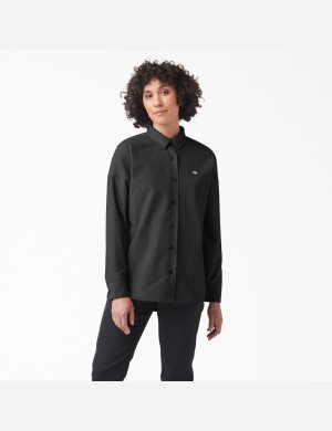 Camisas Dickies Halleyville Oversized Corduroy Mujer Negras | 5382410-EG