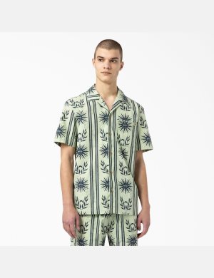 Camisas Dickies Kelso Summer Pattern Corta Sleeve Hombre Verde | 6750138-SR