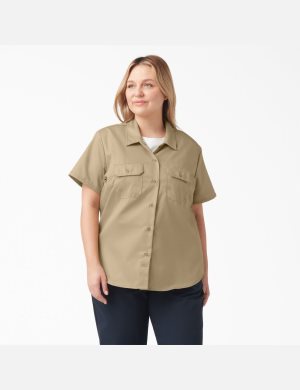 Camisas Dickies Plus Original 574 Trabajo Mujer Kaki | 7104983-FQ