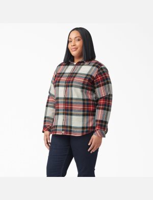 Camisas Dickies Plus Size Long Sleeve Plaid Flannel Mujer Naranjas | 6408325-CI