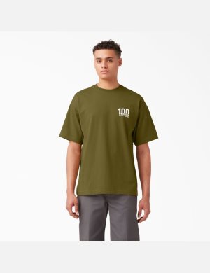 Camiseta Dickies 100 Year Milestone Estampadas Hombre Verde | 0987435-KG