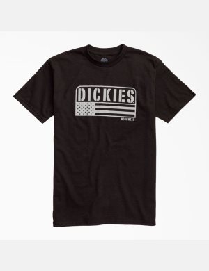 Camiseta Dickies American Flag Estampadas Hombre Negras | 3807259-KF