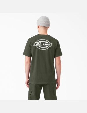 Camiseta Dickies Back Logo Estampadas Hombre Verde Oliva Verde | 1923074-NV