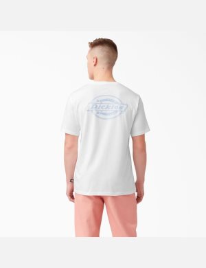 Camiseta Dickies Back Logo Estampadas Hombre Blancas | 6795418-DK