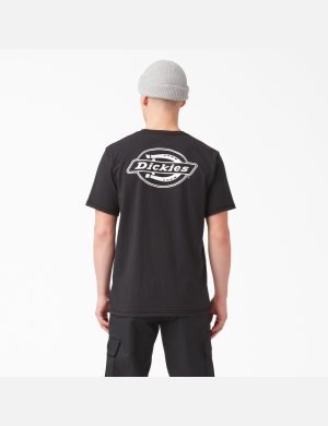 Camiseta Dickies Back Logo Estampadas Hombre Negras | 7496510-DC