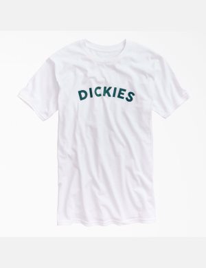 Camiseta Dickies Block Text Estampadas Hombre Blancas | 1967483-XF