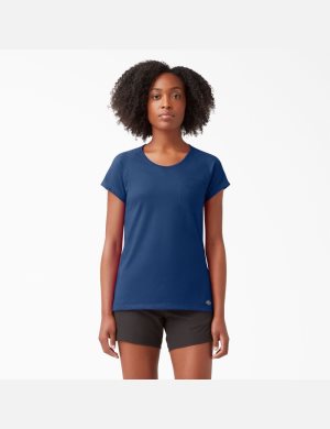 Camiseta Dickies Cooling Corta Sleeve Mujer Azul Marino | 2681945-YC