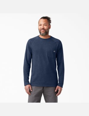 Camiseta Dickies Cooling Long Sleeve Hombre Azul Marino | 3654190-GQ