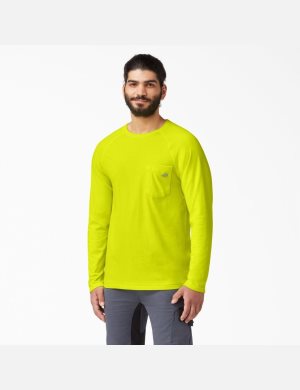 Camiseta Dickies Cooling Long Sleeve Hombre Amarillo Claro | 3704528-DX