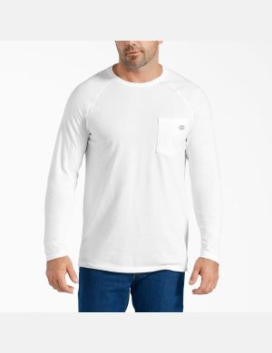 Camiseta Dickies Cooling Long Sleeve Hombre Blancas | 4265317-VQ