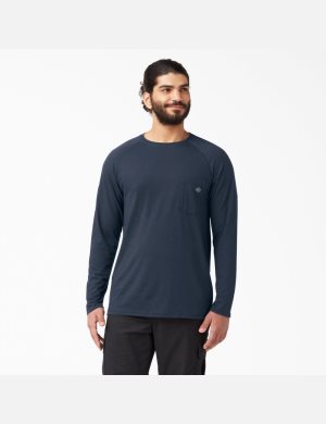 Camiseta Dickies Cooling Long Sleeve Hombre Azul Marino | 5394278-KF