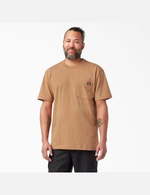 Camiseta Dickies Corta Sleeve Heavyweight Heathered Hombre Marrones | 2806135-KG