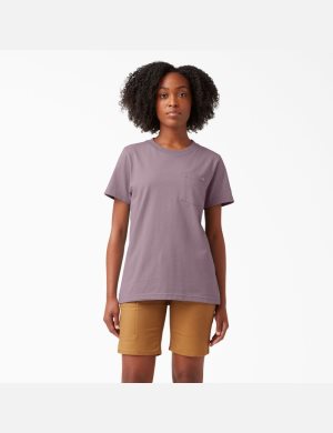 Camiseta Dickies Corta Sleeve Heavyweight Mujer Moradas | 7015394-WC