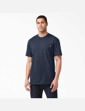 Camiseta Dickies Corta Sleeve Heavyweight Hombre Azul Marino | 8174352-AD