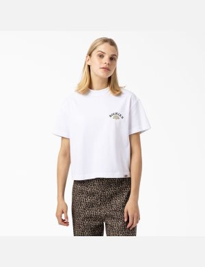 Camiseta Dickies Fort Lewis Cropped Estampadas Mujer Blancas | 7594802-RC