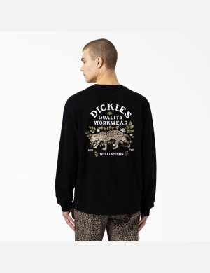 Camiseta Dickies Fort Lewis Estampadas Long Sleeve Hombre Negras | 1230764-HC