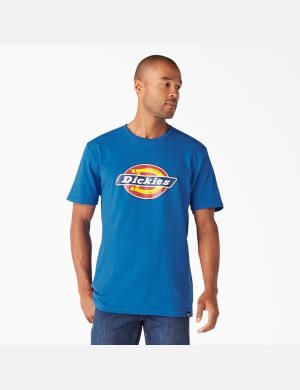 Camiseta Dickies Logo Estampadas Hombre Azul Real Azules | 0479213-EO