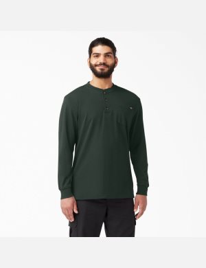 Camiseta Dickies Long Sleeve Heavyweight Henley Hombre Verde | 2965104-CN