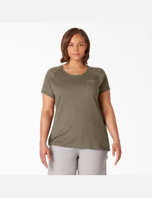 Camiseta Dickies Plus Cooling Corta Sleeve Mujer Verde | 1954283-XJ