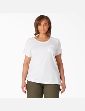 Camiseta Dickies Plus Cooling Corta Sleeve Mujer Blancas | 8409536-RP