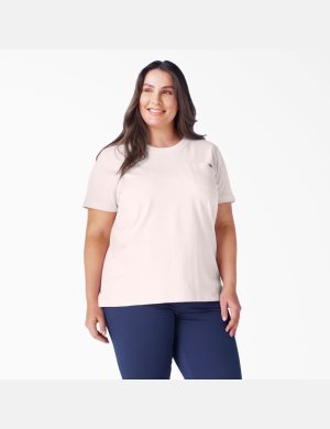 Camiseta Dickies Plus Heavyweight Corta Sleeve Mujer Rosas | 8703954-NH