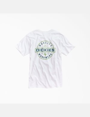 Camiseta Dickies Quality Workwear Estampadas Hombre Blancas | 5187043-RB