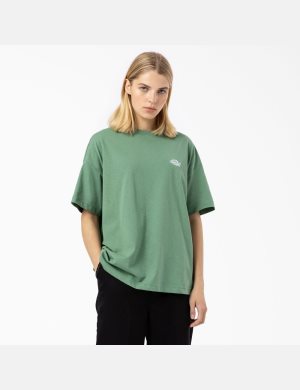 Camiseta Dickies Summerdale Corta Sleeve Mujer Verde Oscuro | 2976085-XN