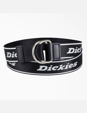 Cinturones Dickies D-Ring Logo Print Web Unisex Negras | 0729641-LZ