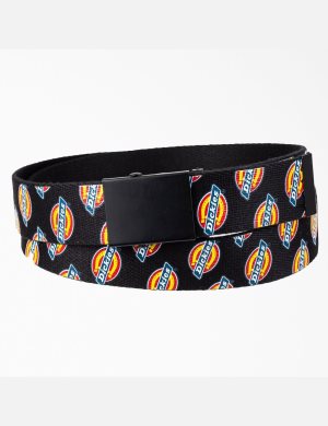 Cinturones Dickies Web Logo Print Unisex Negras Blancas | 4610729-HF