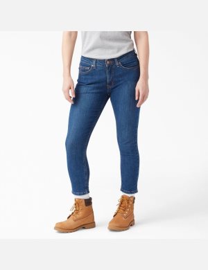 Jeans Dickies Perfect Shape Denim Flaco Fit Capri Mujer Indigo Azules | 7942508-PI