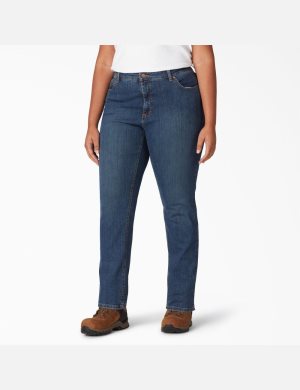 Jeans Dickies Perfect Shape Plus Directo Leg Stretch Denim Mujer Indigo Azules | 0621745-QM