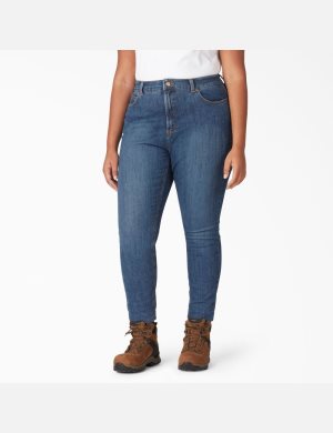 Jeans Dickies Plus Perfect Shape Denim Flaco Leg Mujer Indigo Azules | 4652098-JG