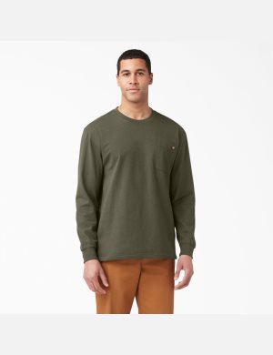 Long Sleeve Dickies Heavyweight Crew Neck T-Shirt Hombre Verde | 6239158-JY