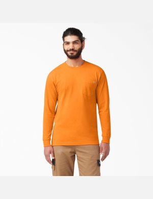 Long Sleeve Dickies Heavyweight Crew Neck T-Shirt Hombre Naranjas | 6974512-LO