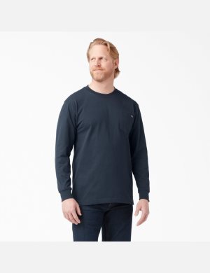 Long Sleeve Dickies Heavyweight Crew Neck T-Shirt Hombre Azul Marino | 8725341-IE