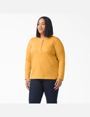 Long Sleeve Dickies Plus Heavyweight Henley Mujer Naranjas | 5617982-EO