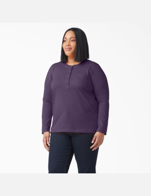 Long Sleeve Dickies Plus Heavyweight Henley Mujer Moradas | 8926437-QN