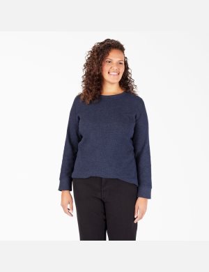 Long Sleeve Dickies Plus Thermal Shirt Mujer Azul Marino | 9024615-YA