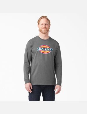 Long Sleeve Dickies Regular Fit Icon Estampadas T-Shirt Hombre Gris | 4362910-YD