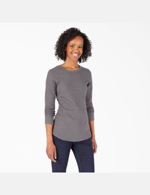 Long Sleeve Dickies Thermal Shirt Mujer Gris Oscuro | 9470681-QA