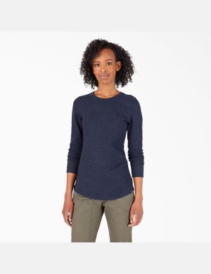 Long Sleeve Dickies Thermal Shirt Mujer Azul Marino | 9580231-VZ