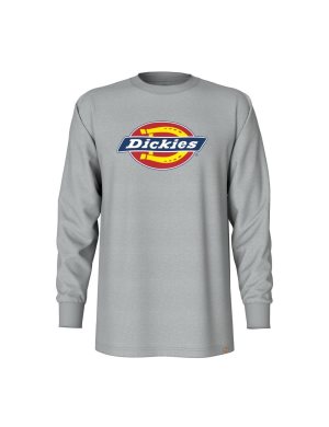 Long Sleeve Dickies Tri-Color Logo Estampadas T-Shirt Hombre Gris | 5479028-XV