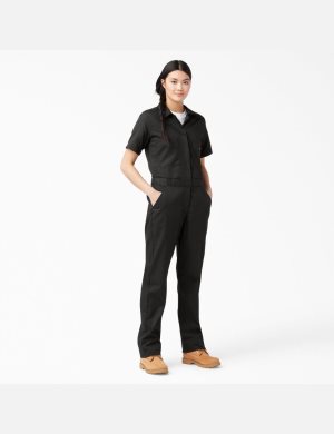 Monos Dickies FLEX Cooling Corta Sleeve Mujer Negras | 3296581-QX