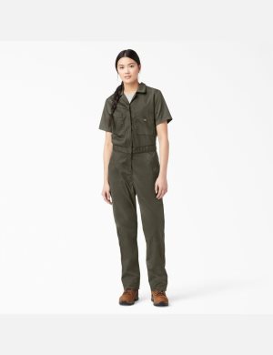 Monos Dickies FLEX Cooling Corta Sleeve Mujer Verde | 4198567-EN